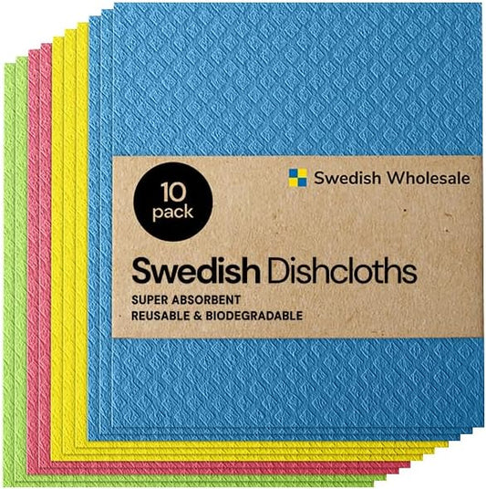 10-Pack Swedish Dishcloths – Multipurpose Cleaning Cloths
